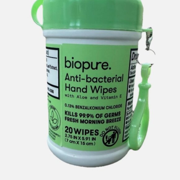 3 Biopure Antibacterial Travel Size Hand Wipes Keychain (Fresh Morning Breeze) - Picture 3 of 4